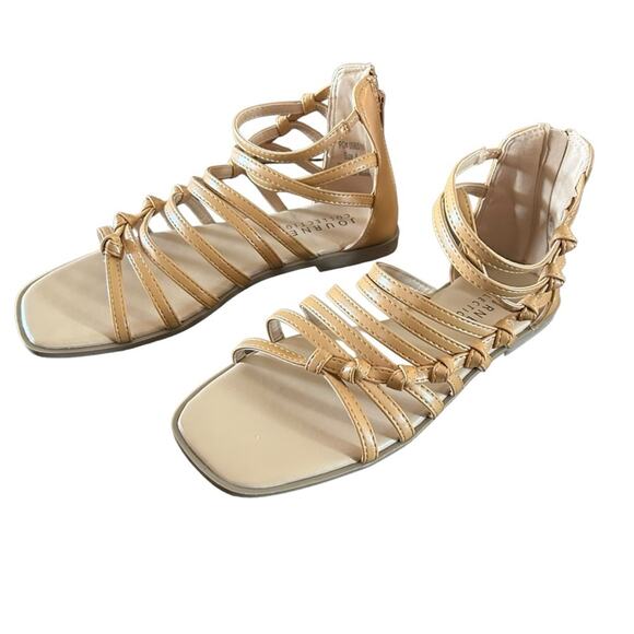 Journee Collection Petrra Gladiator Sandal Strappy Square Toe NEW Size 8 Tan - Picture 7 of 11